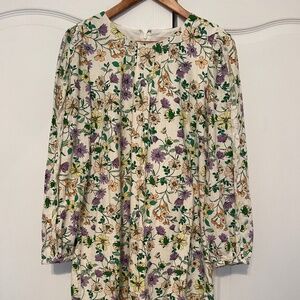 Ann Taylor Loft Linen Floral Dress Size 10